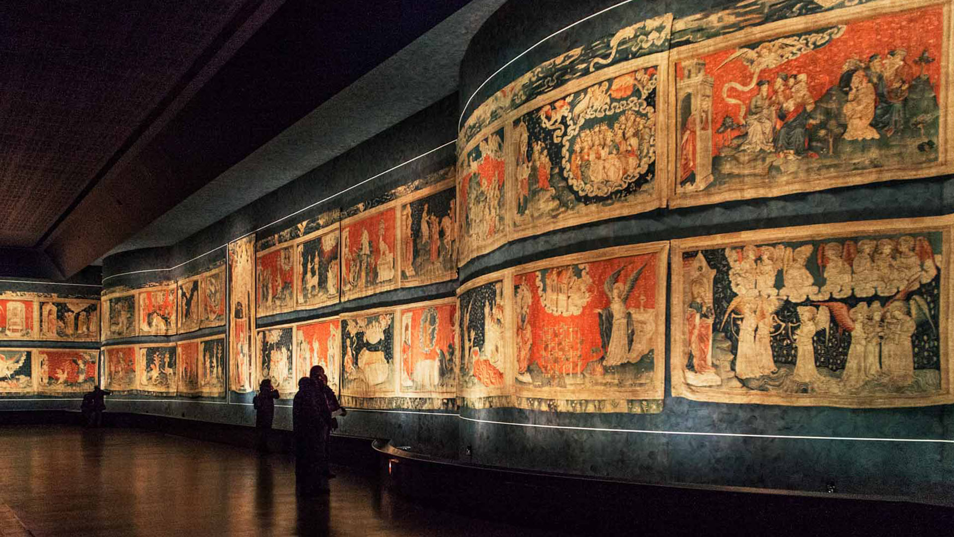 Tapisserie de l'Apocalypse d'Angers Fleuve de feu Écharpes longues 140cm en soie fabriqué(e